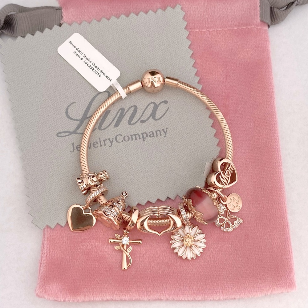 Linx Rose Gold Bracelet with Religious Mom Themed Charms